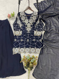 Beautiful Georgette Plazzo Suit with Sequence Embroidery Work