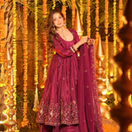 Natural Beautifull Crep Silk With Thread And Sequience Work Anarkali