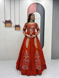 Beautifull Vichitra With Lumpi Lace Border Work Lehenga Set