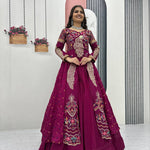 Beautifull Vichitra With Lumpi Lace Border Work Lehenga Set