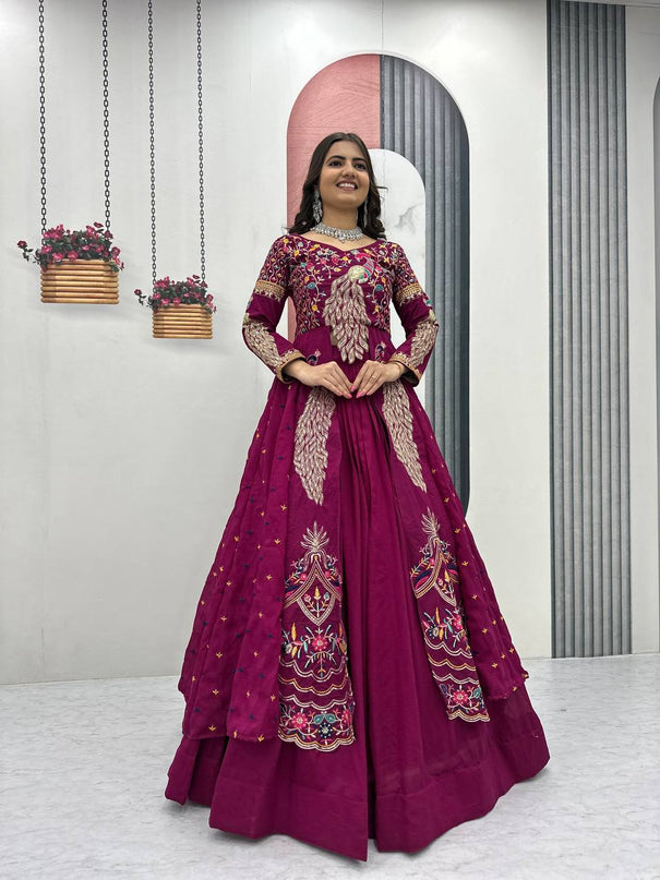 Beautifull Vichitra With Lumpi Lace Border Work Lehenga Set