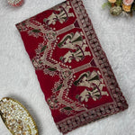 Beautiful Fendy Satin Saree With Elegant Multi Embroidery & Siroski Hand Work
