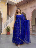 Elegant Fandy Silk Embroidered Gown Set with Sequence Work Dupatta