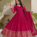 Blooming Vichitra Silk Emboidery Sequence Design Work Crap Silk Top Pent