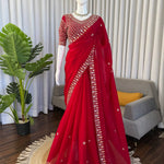 Beautifull Fendy Silk With Thread & Sequience Work Saree
