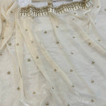 Beautiful White Color Glass Satin With Sequience Work Saree