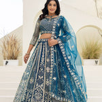 Wedding Special Butterfly Net With Sequience Codding Work Lehenga
