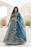Wedding Special Butterfly Net With Sequience Codding Work Lehenga