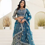 Wedding Special Butterfly Net With Sequience Codding Work Lehenga