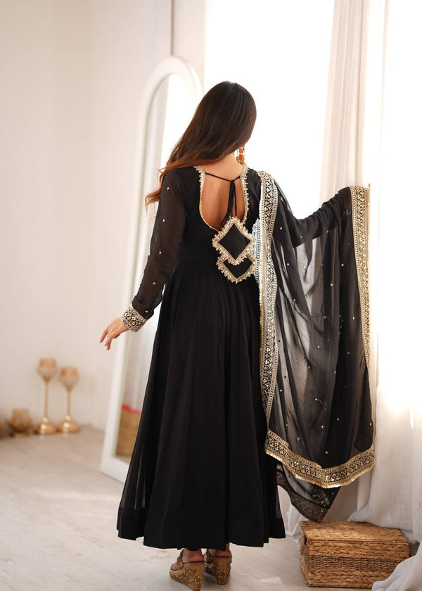 Georgette Sequence Embroidered Gown Suit
