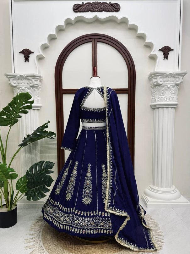 Premium Chinon Embroidered Lehenga Set