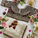 Beautifull Elegent Rich Look Embroidery Sequience Work Saree