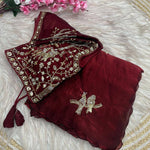 Beautifull Fandy Sattin With Khatli Brits Work Saree