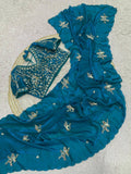 Beautifull Fandy Sattin With Khatli Brits Work Saree
