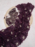 Beautifull Fandy Sattin With Khatli Brits Work Saree