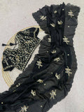 Beautifull Fandy Sattin With Khatli Brits Work Saree