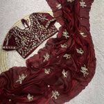 Beautifull Fandy Sattin With Khatli Brits Work Saree