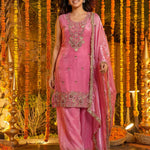 Beautifull Fandy Silk With Bids Embroidery Work Kurti