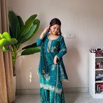 Fox Georgette Sequience Embroidery Work Kurti