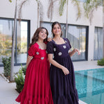 Beautifull Fendi Silk With Beads Embroidery Work Gown