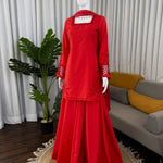 Beautiful Look Beads Work Natural Silk Plazzo Suit Set