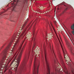 Beautiful Look Fendi Satin Gown With Sequence Embroidery Zari Work Plazzo