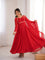 Red Color Fox Blooming Georgette Yoke Dori Work Gown