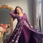 Beautifull Purple Color Frandy Silk With Emboroidery Work Gown
