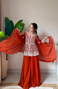 Most Viral Georgette Sequience Embroidery Work Top Plazzo