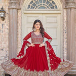 Faux Georgette Fabric With Embroidery Work Gown