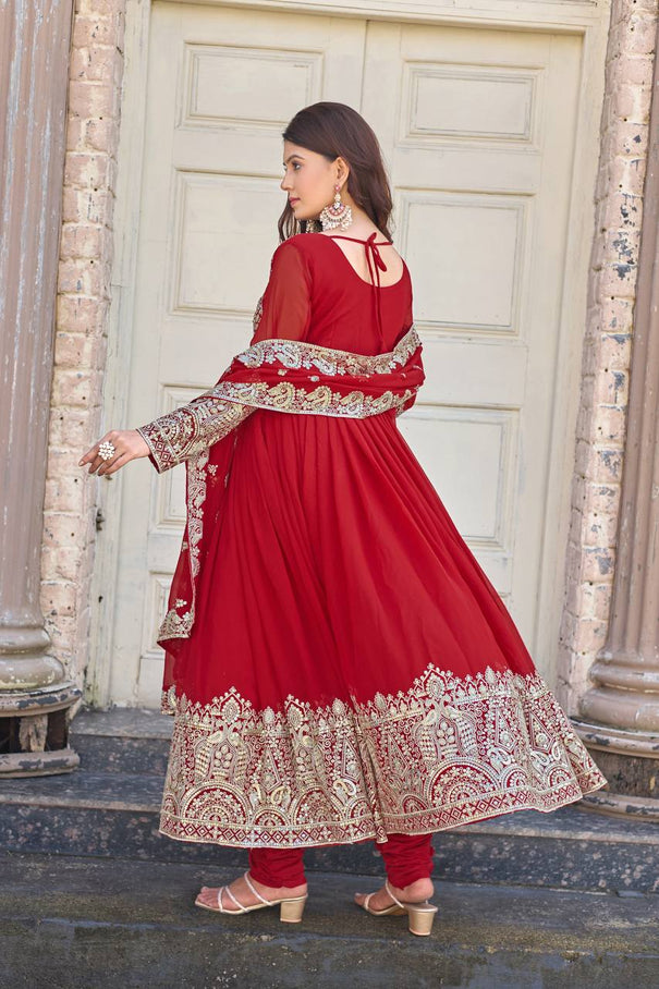 Faux Georgette Fabric With Embroidery Work Gown