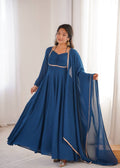 Red Color Fox Blooming Georgette Yoke Dori Work Gown