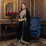 Black Color Blooming fox Georgette Heavy Embroidery Work Gown