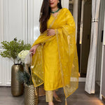 ROMAN SILK SEQUENCE EMBROIDERY WITH ORIGINAL MIRROR WORK KURTI SET