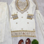 Beautifull Fendy Silk With Real Mirror Work Top Plazzo