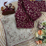 Beautifull Jimmu Chu With Sequience Embroidery Work Saree