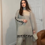 HEAVY FAUX GEORGETTE EMBROIDERY WORK WITH SLEEVS TOP