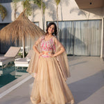 Beautiful Soft Rich Sindur Silk Beads Embroidery Work Lehenga Set