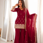Crunchy Silk Embroidered Suit Set