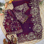 Two Tone Space Silk Embroidered Saree Set