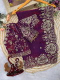 Two Tone Space Silk Embroidered Saree Set