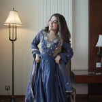 Vichitra Embroidered Gown Suit Set