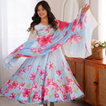 Organza Silk Floral Print Anarkali Suit Set