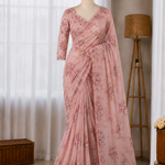 Premium Tabby Silk Mirror Work Saree