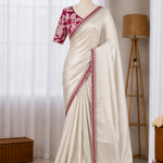 Pure Viscose Satin Embroidered Saree