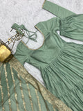 New Roman Silk Fabric Anarkali with Dupatta and Pant Set