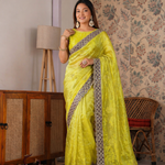 Beautiful Soft Kattan Silk With Pure Zari Weaving Floral Embroidery Coding & Sequence Border in saree