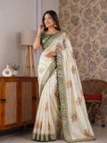 Beautiful Look Heavy Dolla Silk Saree With Meenakari Zari Weaving & Embroidery Sequence Border