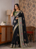 Beautiful Look Heavy Dolla Silk Saree With Meenakari Zari Weaving & Embroidery Sequence Border