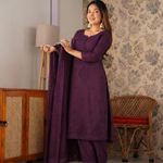 Wine Color Pure Cotton With Embroidery Work Top Pent